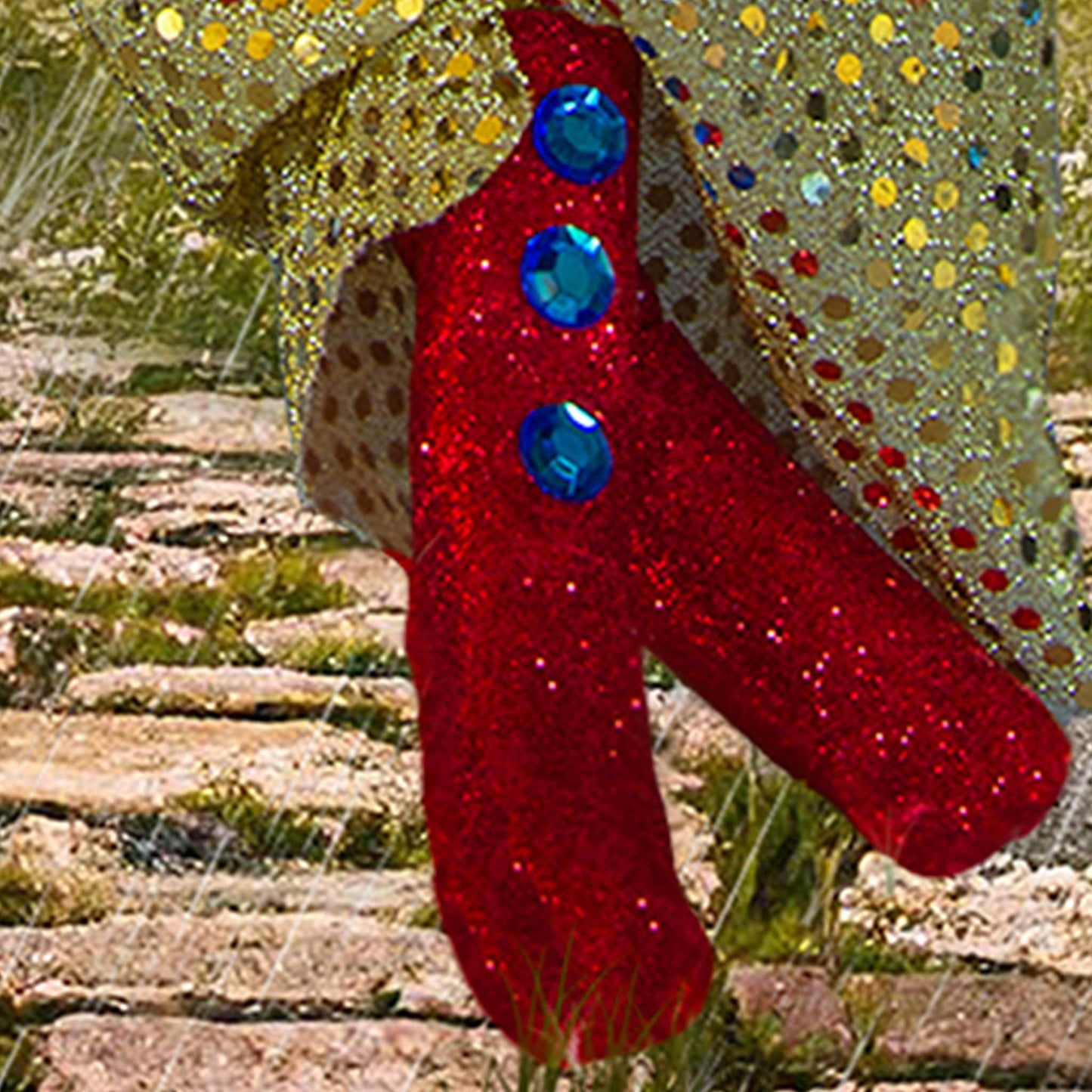 Old Lady on a Bench with an Umbrella Whimsical Art