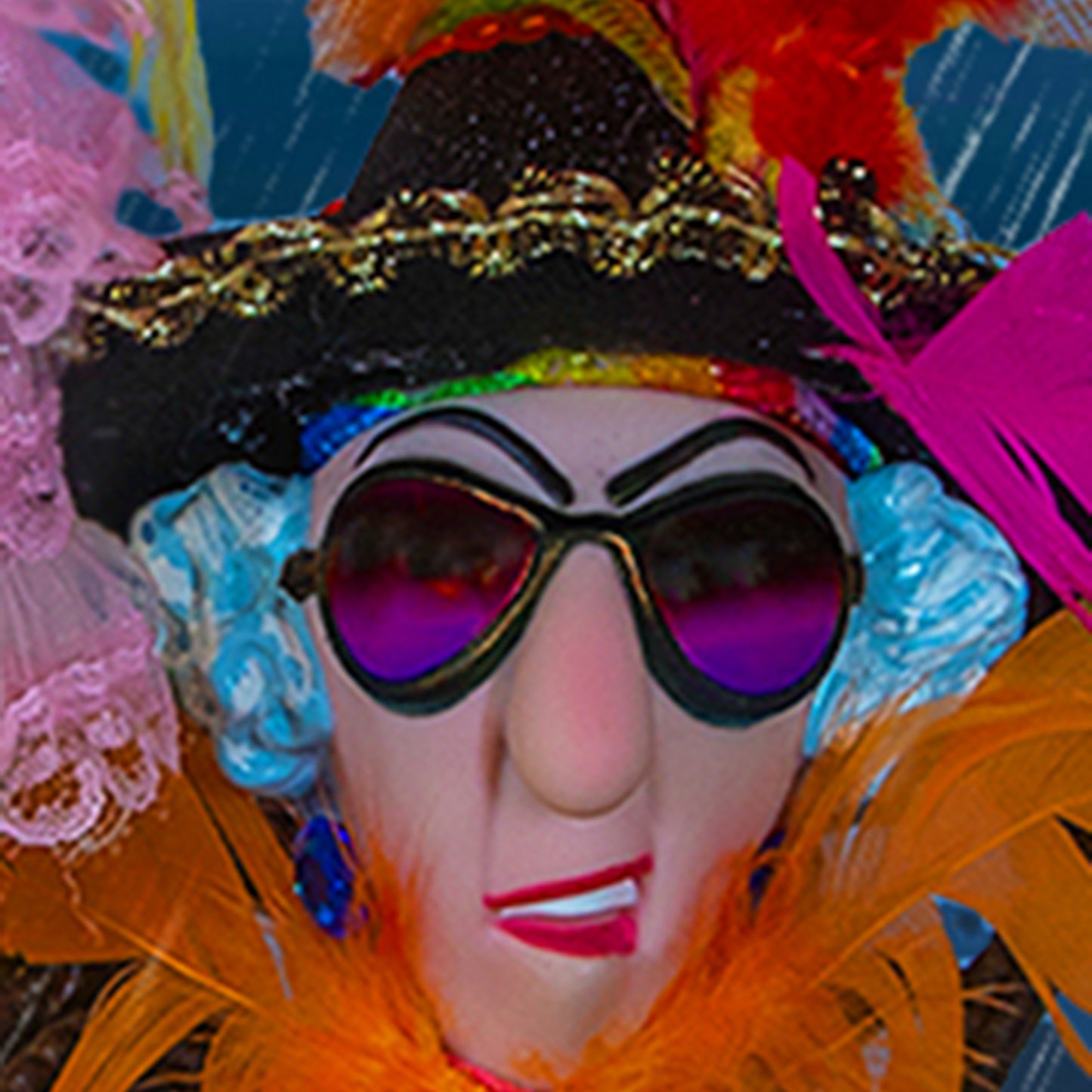 Old Lady on a Bench with an Umbrella Whimsical Art