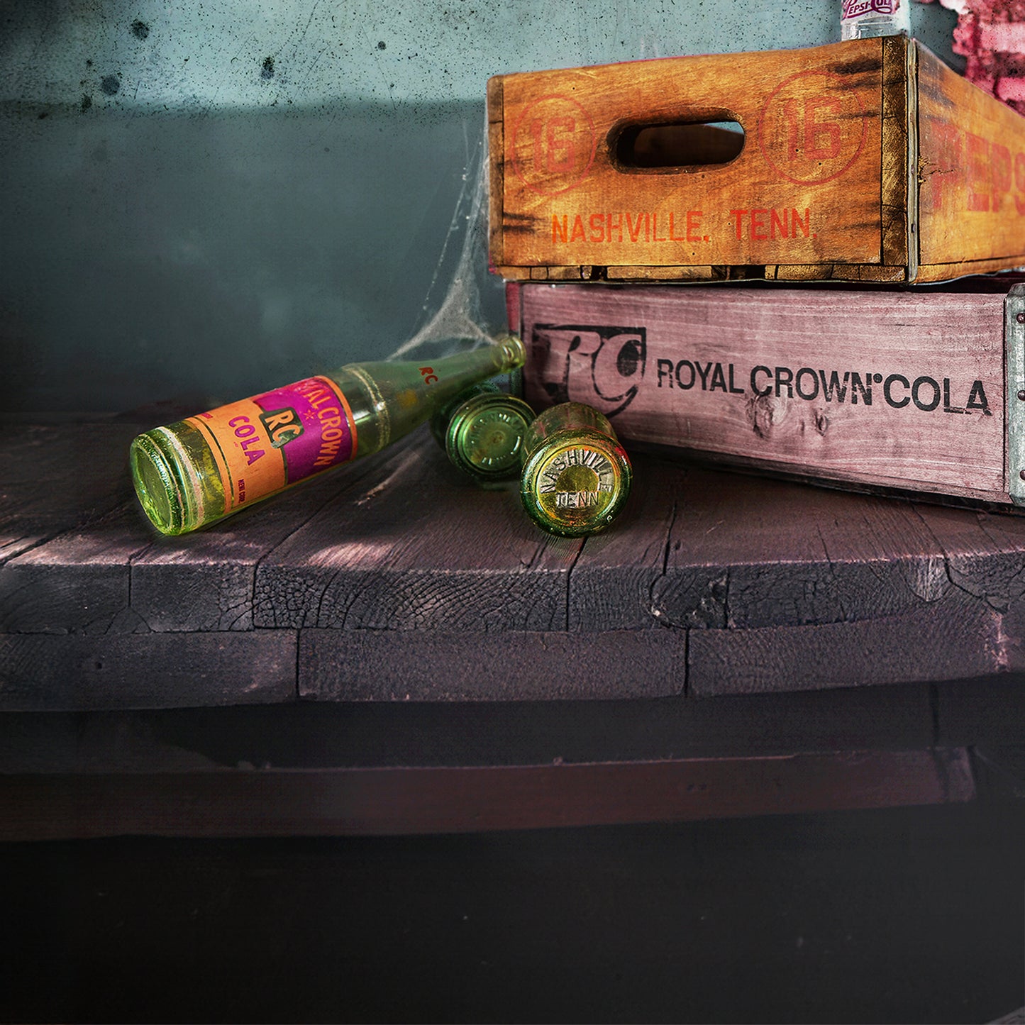 Nashville Inspired Fine Art with Vintage Soda Bottles and Bottling Crates