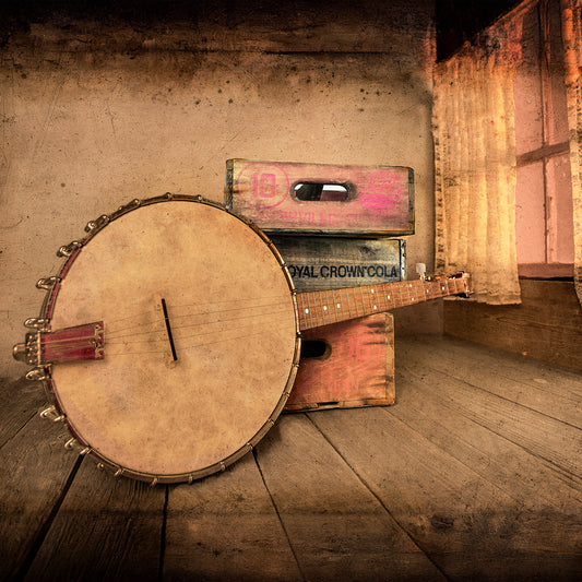 Vintage Music Themed Art with Banjo