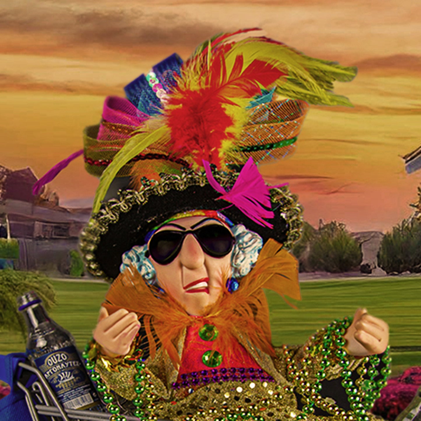 Old Lady in a Shopping Cart Whimsical Fine Art